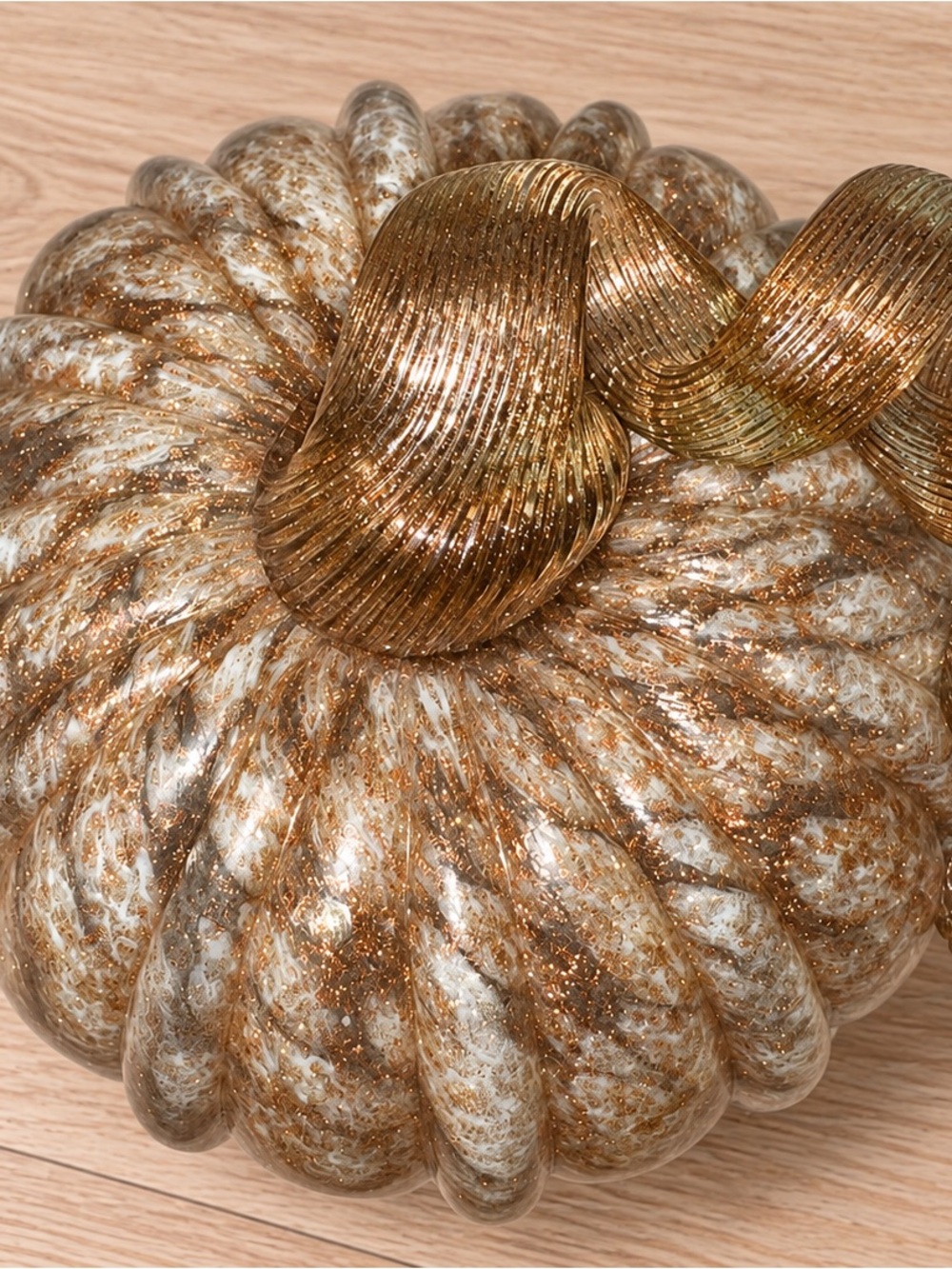 jcpenney White and Gold Glass Decorative Pumpkin